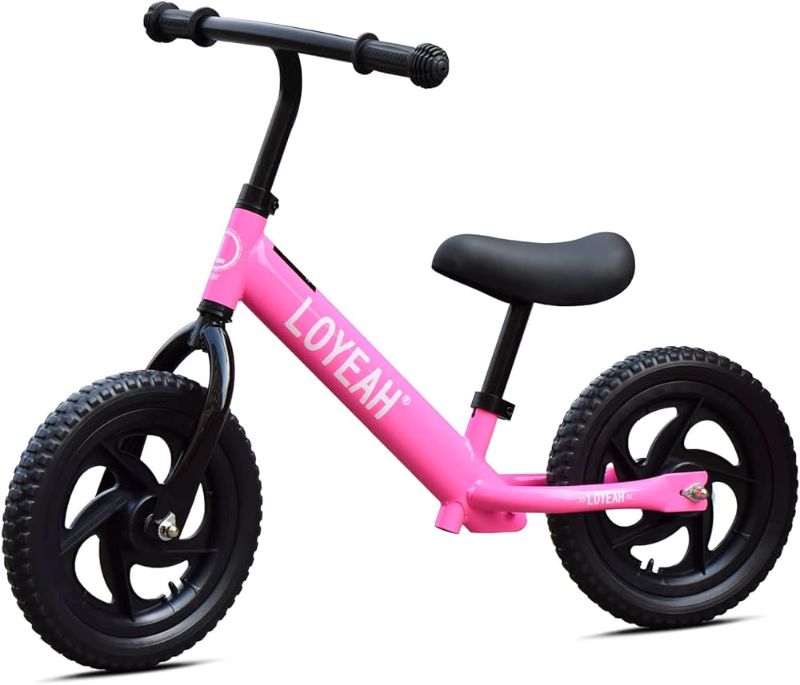 Photo 1 of Balance Bike for 2, 3, 4, 5 6 Year Old Kids, 12 Inch Toddler Balance Bike Kids Indoor Outdoor Toys, No Pedal Training Bicycle with Adjustable Seat Height, Pink
