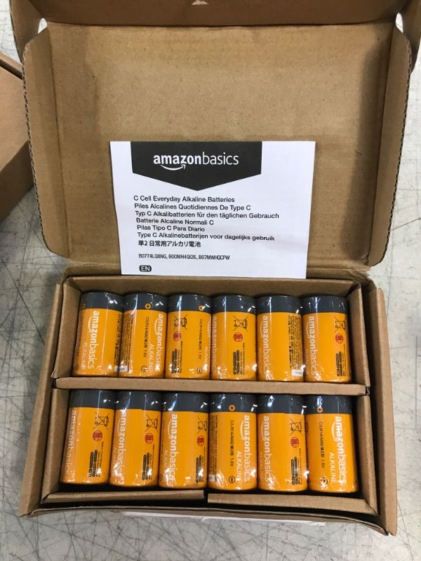 Photo 2 of Amazon Basics 12-Pack C Cell Alkaline All-Purpose Batteries, 1.5 Volt, 5-Year Shelf Life 12 Count (Pack of 1)