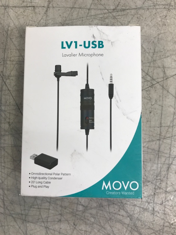 Photo 2 of Movo LV1-USB Lavalier Microphone for Computer, Lapel Microphone for iPhone and Android Smartphones, Lav Mic, Clip on Microphone for 3.5mm, USB, Laptop, Desktop, PC, Mac, Cameras, Podcasting, YouTube