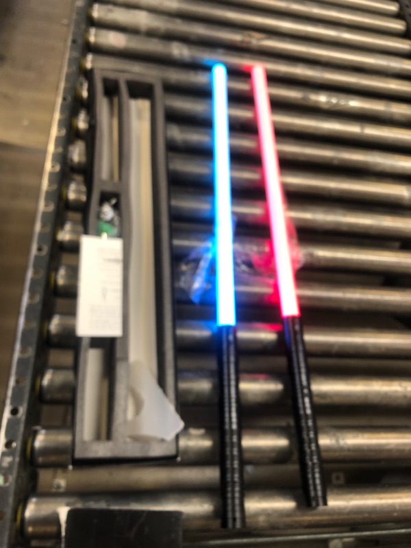 Photo 2 of Amaxshiirchy Lightsaber 2 Pack RGB 15 Colors Metal Hilt FX Light Saber attery Rechargable 2-in-1 Double-Bladed FX Dueling Light Saber Cosplay Toy 3 Sound Mode Light Sword Forge