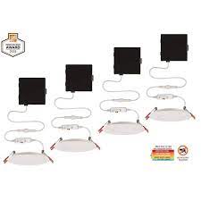 Photo 1 of Ultra Slim 4 in. Adjustable CCT Canless New Construction & Remodel IC Rated Integrated LED Recessed Light Kit (4-Pack)
