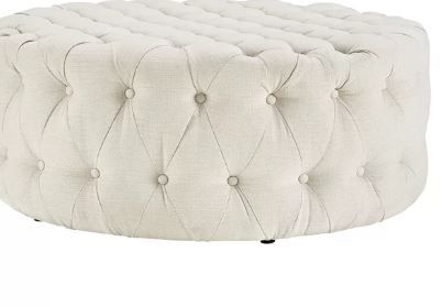 Photo 1 of Upholstered Pouf Overall Shape: Round
Overall: 16.5'' H x 40'' W x 40'' D
Color Beige