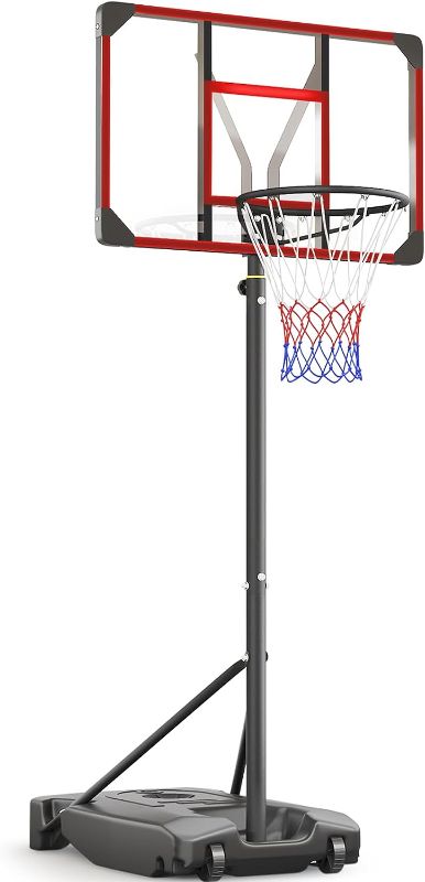 Photo 1 of Yohood Kids Basketball Hoop Outdoor 4.82-8.53ft Adjustable, Portable Basketball Hoops & Goals for Kids/Teenagers/Youth in Backyard/Driveway/Indoor, with Enlarged Base and PC Backboard

