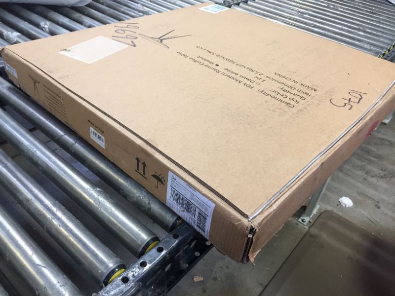 Photo 1 of SENGLIDA Small Round Conference Table Dining Table with 3 Legs Modern Coffee Table for Living Room Walnut Waterproof Desktop Easy Assembly 27.5 inch