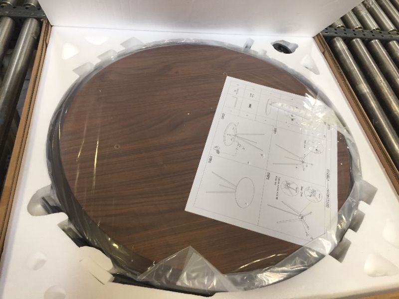 Photo 1 of SENGLIDA Small Round Conference Table Dining Table with 3 Legs Modern Coffee Table for Living Room Walnut Waterproof Desktop Easy Assembly 27.5 inch