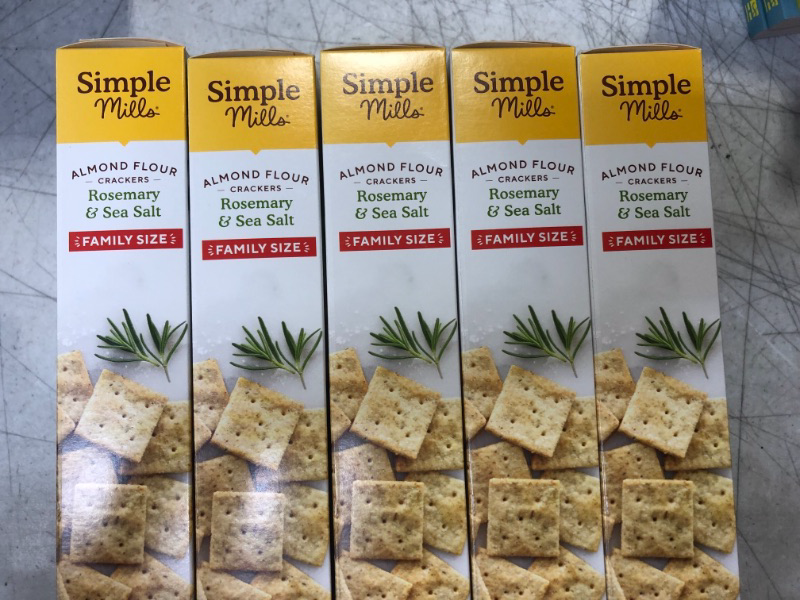 Photo 2 of 5 Pack Lot ,  Simple Mills Almond Flour Crackers, Family Size, Rosemary & Sea Salt - Gluten Free, Vegan, Healthy Snacks, 7 Ounce (Pack of 1) Rosemary & Sea Salt 7 Ounce (Pack of 1) Exp 10/28/23