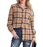 Photo 1 of HOOKLZO Women's 2023 Fall Clothes Plaid Shacket Jacket Oversize Long Sleeve Button Down Flannel Size XXL