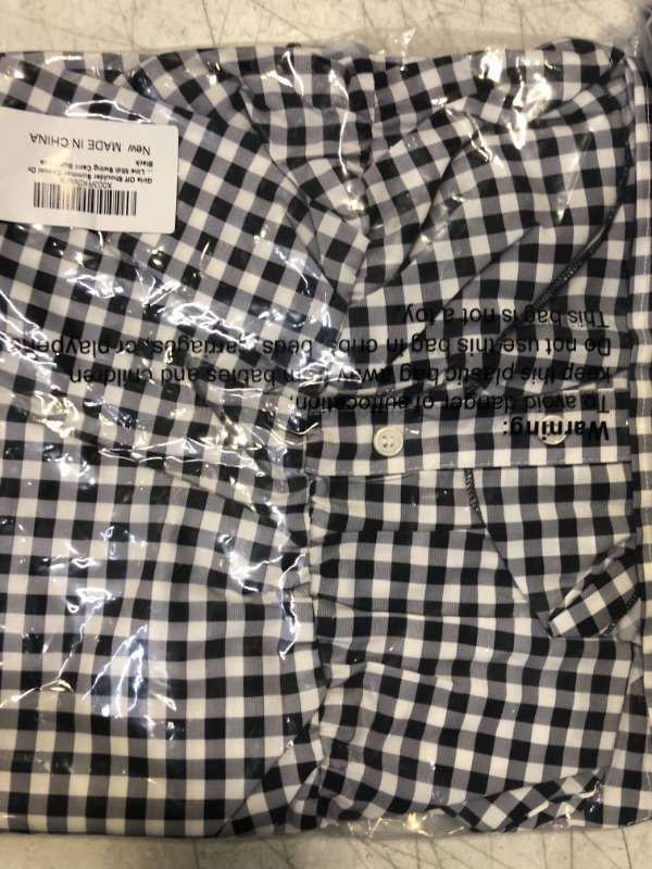 Photo 1 of Girls Off Shoulder Summer Casual Dresses Plaid Print Ruffle Trim Tie Front A-Line Midi Swing Cami Sundress Black Size M