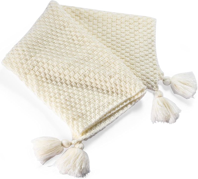 Photo 1 of CHILDLIKE BEHAVIOR Soft Knitted Baby Blanket (39 x 27.5 in) - Crochet Neutral Baby Blanket - Organic Cotton Crib or Stroller, Receiving Blankets - Cozy, Warm & Comfortable for Newborn Baby & Toddlers