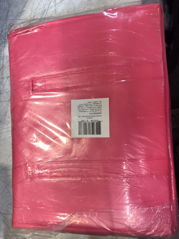 Photo 2 of Additional bottom plate 4-Pack, XL-Large Pink Insulated Grocery shopping bags, reusable bag,thermal zipper,Collapsible,tote,cooler,food transport hot and cold,for instacart,camping,Recycled Material X-Large-Additional bottom plate?16W x 12.5H x 9D? Pink?m