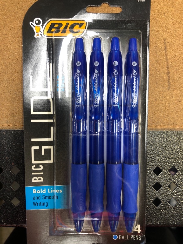Photo 2 of BIC VLGBP41-Blu Velocity Bold Retractable Ball Pen, Bold Point (1.6mm), Blue, 4-Count 4 Count (Pack of 1) Blue