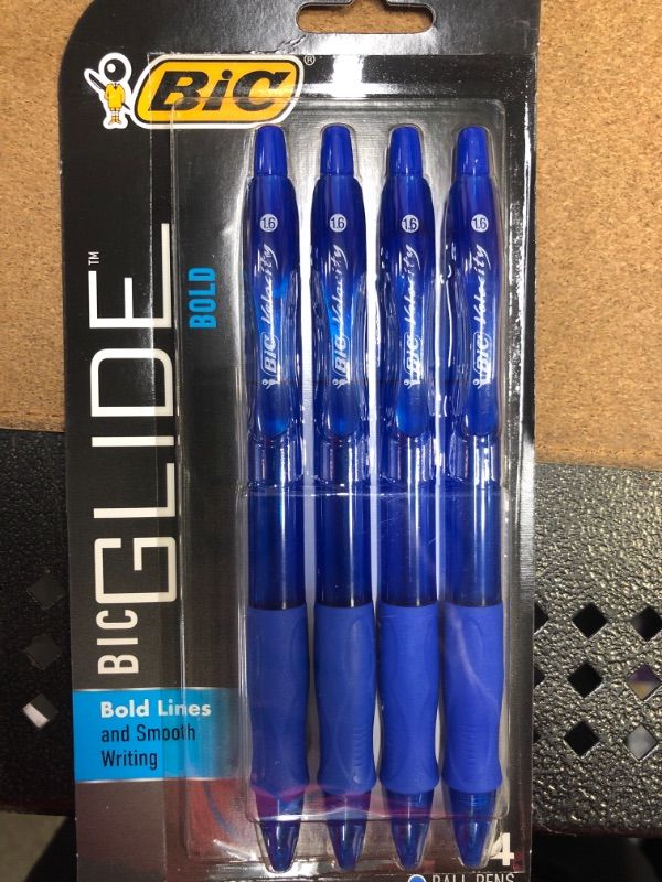 Photo 2 of BIC VLGBP41-Blu Velocity Bold Retractable Ball Pen, Bold Point (1.6mm), Blue, 4-Count 4 Count (Pack of 1) Blue