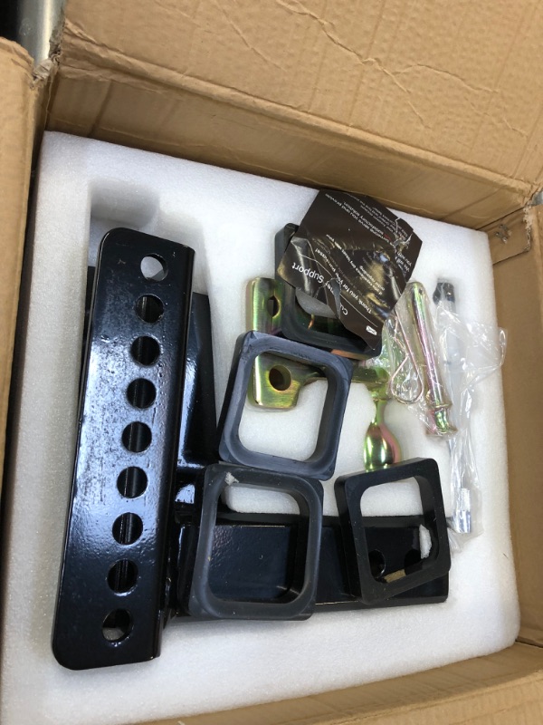 Photo 1 of Adjustable Trailer Hitch, Fits 2.5 Inch Receiver, 6 Inch Drop Hitch, 20,000 LBS GTW, Tow Hitch for Heavy Duty Truck with Lock Pins, 2 & 2-5/16 Inch Ball, Solid Shank