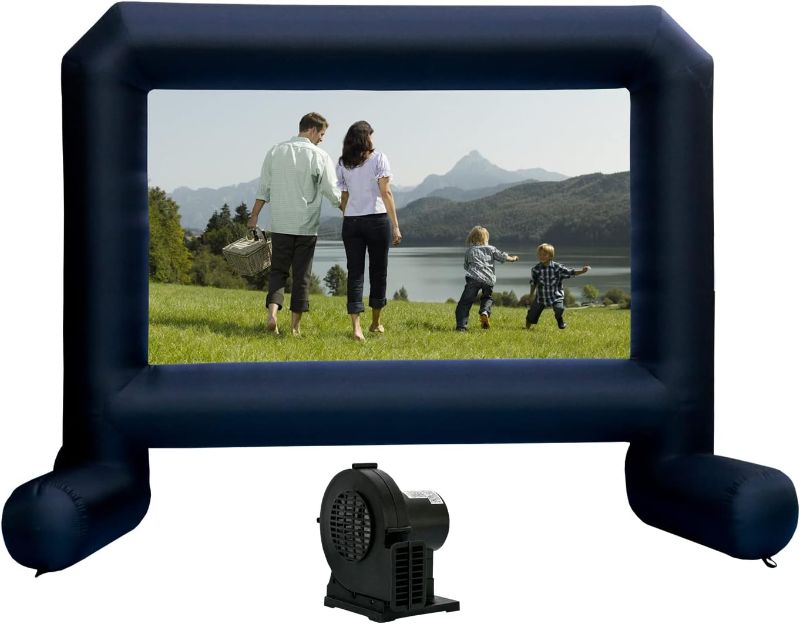 Photo 1 of WELLFUNTIME 14Ft Inflatable Movie Projector Screen with Blower, Supports Front Projection and Rear Play Inflatable Football Shooting Target Goal, Fun Sports Training Tool for Kids Suitable