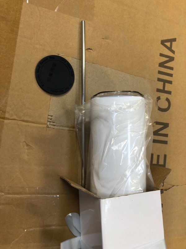 Photo 1 of 1    Mimorou  Sublimation Tumbler Bulk 20 oz Skinny Straight Stainless Steel Double Wall Insulated Sublimation Blanks Tumblers with Lids, Straws, Individually Box, Polymer Coating for Heat Press