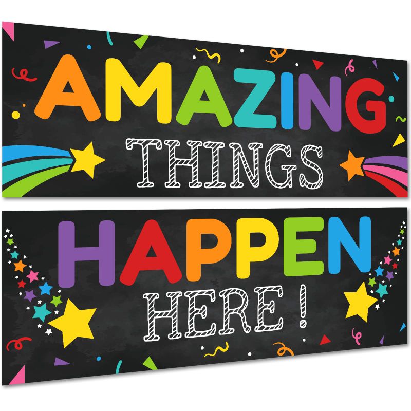 Photo 1 of 2 Pack Motivational Classroom Decorations, Class Banner Poster for Teachers, Bulletin Board Wall Decor for Preschool Elementary, Positive Inspirational Growth Mindset Banner for Students Educational