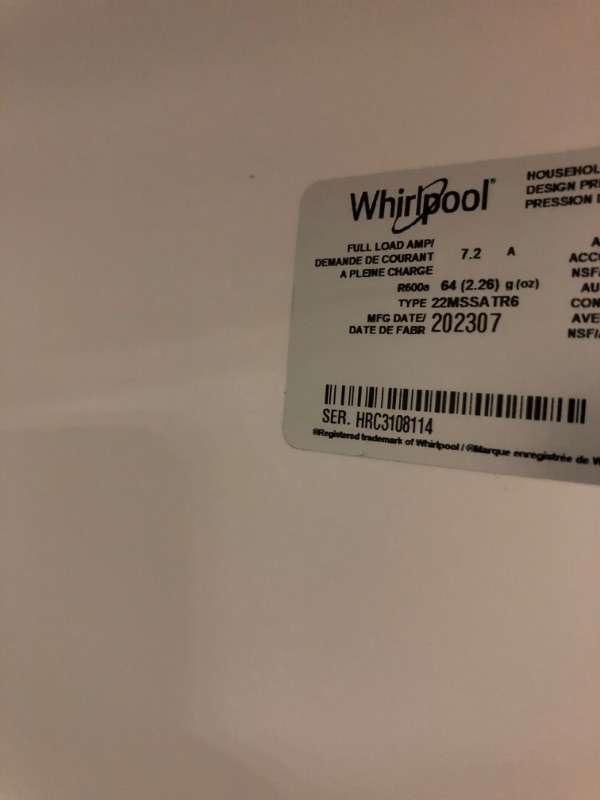 Photo 6 of Whirlpool 21.4-cu ft Side-by-Side Refrigerator with Ice Maker (Fingerprint Resistant Stainless Steel)