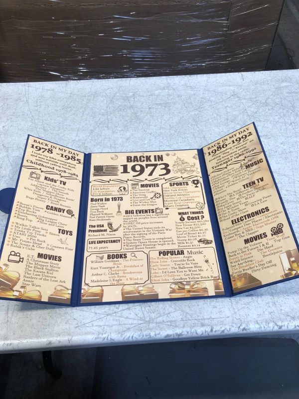 Photo 1 of 50th Birthday Decorations Party Poster, Back in 1973, 50th Anniversary Certificate Gift, Party Supplies Anniversary Decorations Birthday Gifts for Women & Men Turning 50 Years Old?Blue Shell Surface?