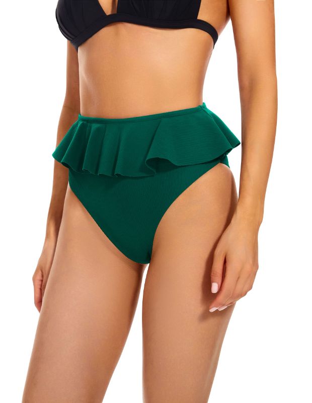 Photo 1 of Leovqn Women's Bikini Bottoms Ruffled Swim Bottoms High Waist Swimwear Brief for Women -- Size Medium