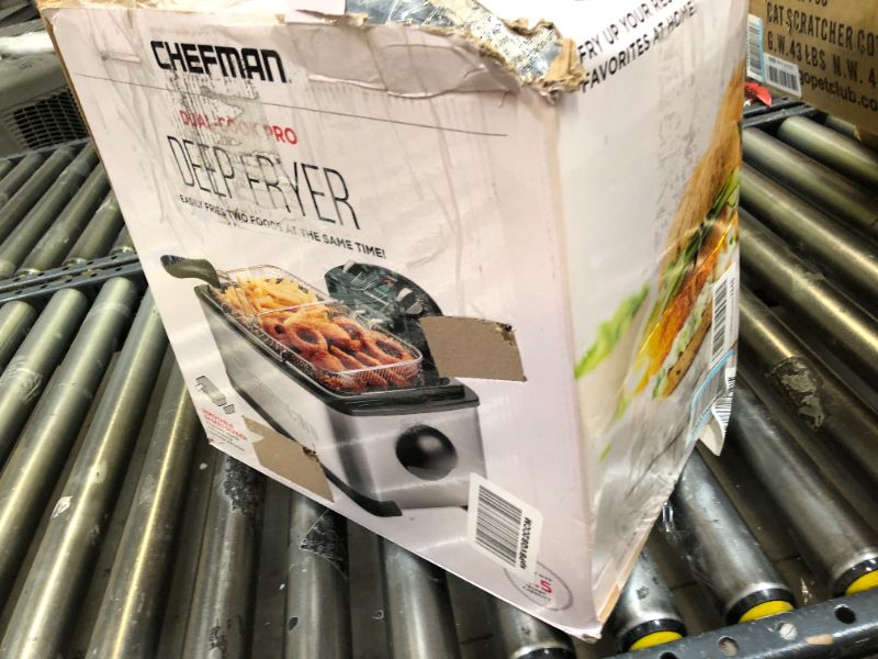 Photo 1 of Chefman 4.5L Dual Cook Pro Deep Fryer with Basket Strainer and Removable Divider, Jumbo XL Size, Adjustable Temp & Timer, Perfect for Chicken, Fries, Chips and More, Easy to Clean, Stainless Steel Stainless Steel - Removable Divider