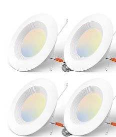 Photo 1 of Amico 5/6 inch 5CCT LED Recessed Lighting 4 Pack, Smooth Trim, Dimmable, IC & Damp Rated, 12.5W=100W, 950LM Can Lights, 2700K/3000K/4000K/5000K/6000K Selectable, Retrofit Installation - ETL & FCC