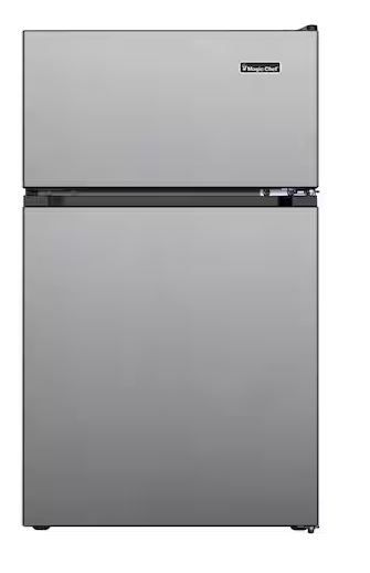 Photo 1 of 3.1 cu. ft. 2-Door Mini Refrigerator in Stainless Steel Look with Freezer,
