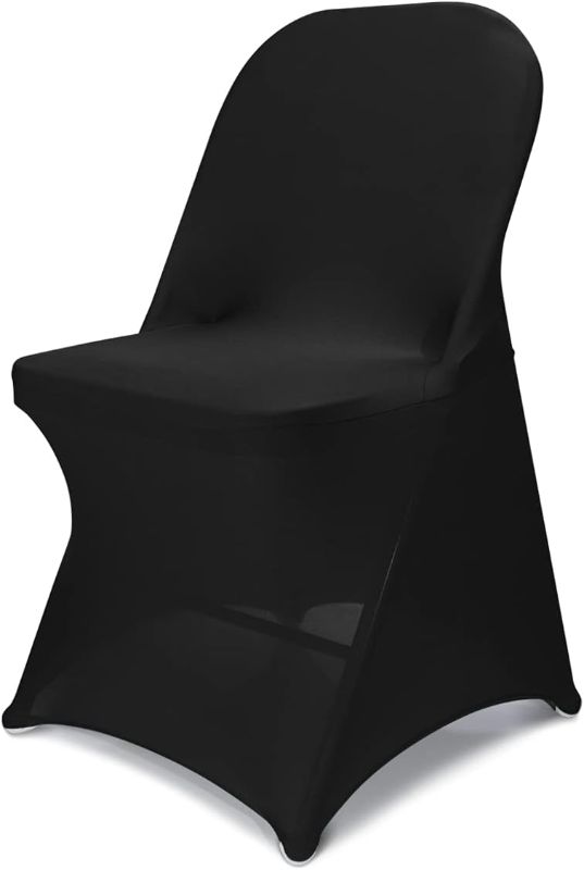Photo 1 of Spandex Folding Chair Covers -2 PACK Babenest Universal Stretch Washable Fitted Chair Slipcovers (Black) 