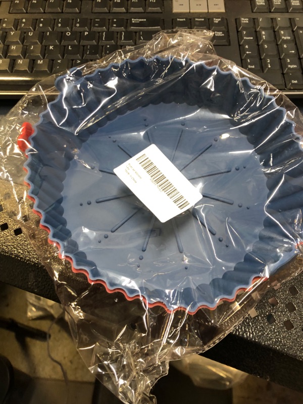Photo 2 of 6.7 inch reusable silicone air fryer baskets; heat-resistant simple to clean. Silicone Pot for Air Fryer Oven Accessories, (Blue + Red)