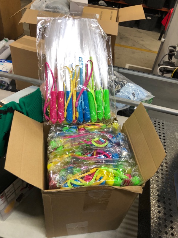 Photo 2 of 150 Pack Fiber Optic Wands Glow Fiber Wands Sticks LED Light Up Wand with 3 Flashing Modes Flashing Sticks Include Batteries for Kids Birthday Party Favors Wedding Halloween Christmas Concerts Clubs