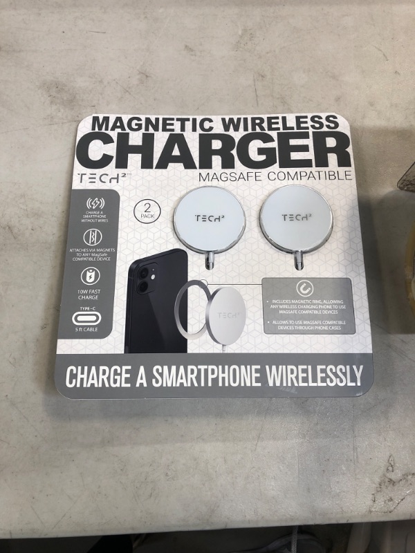 Photo 1 of Tech2 Magnetic Wireless Charger, Magsafe compatible, 2 pack
