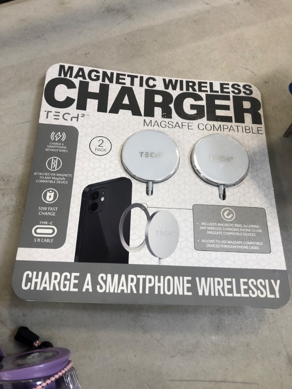 Photo 1 of Tech2 Magnetic Wireless Charger, Magsafe compatible, 2 pack
