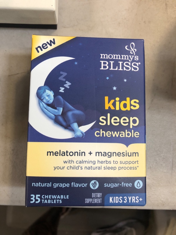 Photo 2 of Mommy's Bliss Kids Sleep Chewable Tablets, Contains Melatonin, Magnesium & Calming Herbs, Natural Sleep Aid, Grape Flavor, Sugar Free, Age 3+ (35 Servings)