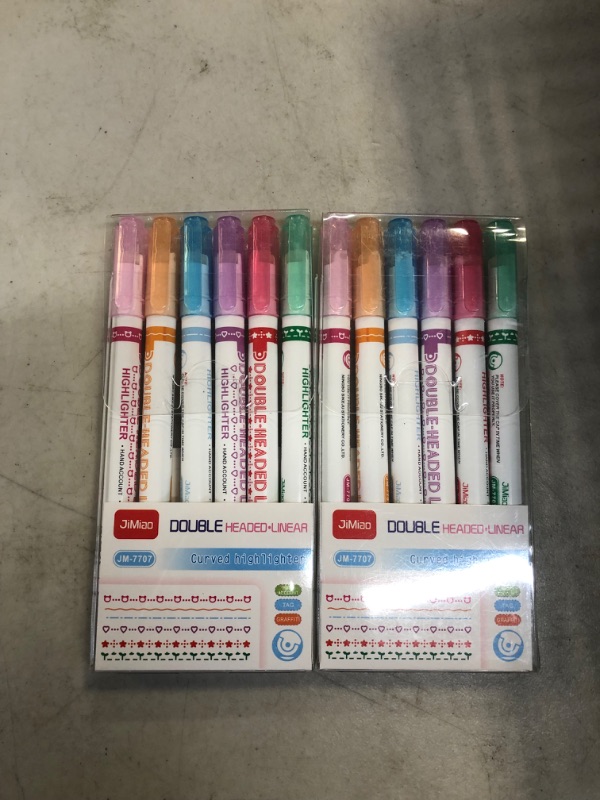 Photo 2 of TSFGDYL 12Pcs Colored Curve Highlighter Pen Set,Double Tip Marker Pens With Twelve Constellations Pattern,Perfect For Reading Mark,Back To School Supplies