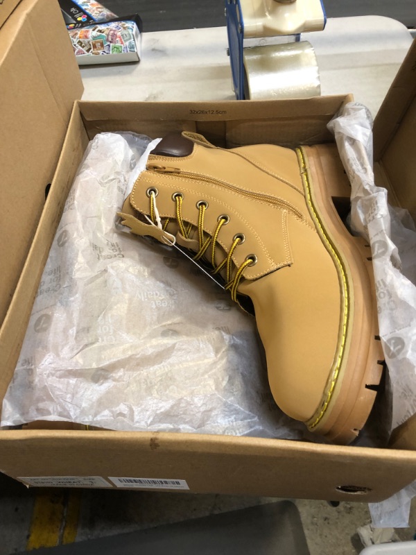 Photo 1 of JABASIC Women Leather Ankle Combat Boots Low Heel Lace Up Outdoor Trekking Hiking Work Boots
6
