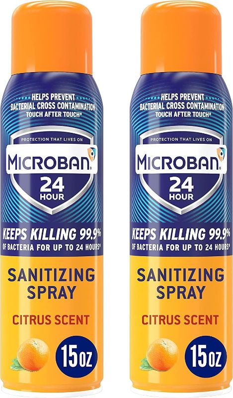 Photo 1 of Microban Disinfectant Spray, 24 Hour Sanitizing and Antibacterial Sanitizing Spray, Citrus Scent, 2 Count