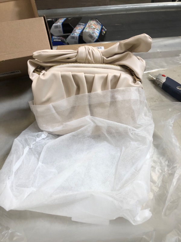 Photo 2 of Biujiuho Ruched Hobo Tote Handbag for Women Cute Soft Shoulder Bag Clutch Purse with Zipper Closure Versatile Crossbody bag Milky White