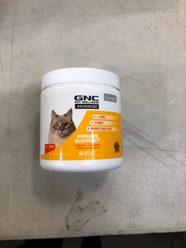 Photo 2 of GNC for Pets Advanced Immune Support Cat Supplements 60 Ct | Lysine Treats for Cats, Immune Support Cat Vitamins and Supplements | L-Lysine,Vitamin C, and Brewers Dried Yeast Cat Supplement