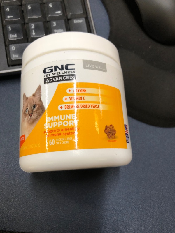 Photo 2 of GNC for Pets Advanced Immune Support Cat Supplements 60 Ct | Lysine Treats for Cats, Immune Support Cat Vitamins and Supplements | L-Lysine,Vitamin C, and Brewers Dried Yeast Cat Supplement