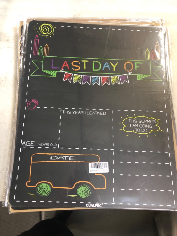Photo 1 of Personalized First Day and Last Day of School Sign 13" x 16" Large Chalkboard Style Photo Prop Back to School Supplies - 2 Pcs