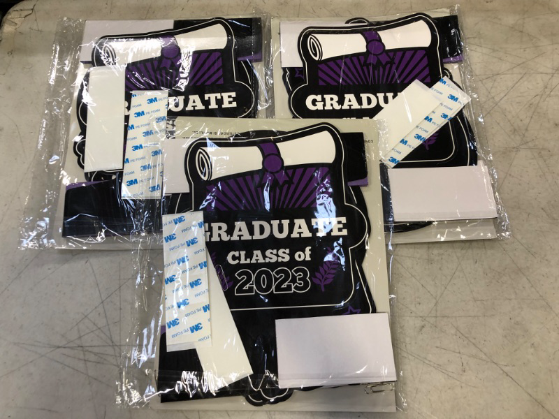 Photo 1 of [LOT OF 3] 2023 Graduation Decorations Class of 2023 4-Pack Graduation Table Centerpiece Decorations - Double Sided Class of 2023 Graduation Party Decorations - 12” Purple Graduation Party Decorations 2023
