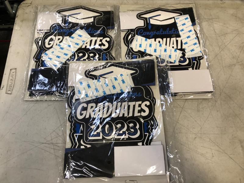 Photo 2 of [LOT OF 3] 2023 Graduation Decorations Class of 2023 4-Pack Graduation Table Centerpiece Decorations - Double Sided Class of 2023 Graduation Party Decorations - 12” Blue Graduation Party Decorations 202335,.97