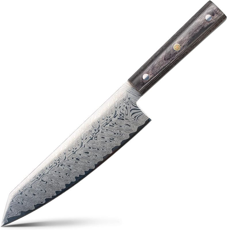 Photo 1 of ALLWIN-HOUSEWARE W Beauty German High Carbon Stainless Steel Chef Knife with Laser Pattern, 8 Inch Color Wood Handle Gyutou Knife, Blue
