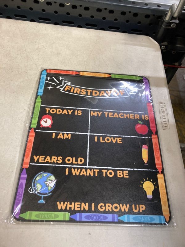 Photo 1 of First Day of School Board Sign, Back to School Chalkboard Sign Supplies, My First and Last Day of School Sign Board, 1st Day of School Chalkboard Sign for Kids First Day of Kindergarten Preschool Sign 1 Pack First and Last Day of School Chalkboard