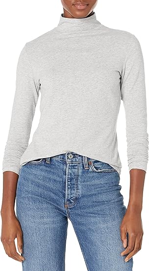 Photo 1 of Amazon Essentials Women's Classic-Fit Long-Sleeve Mockneck Top, SIZE SMALL;