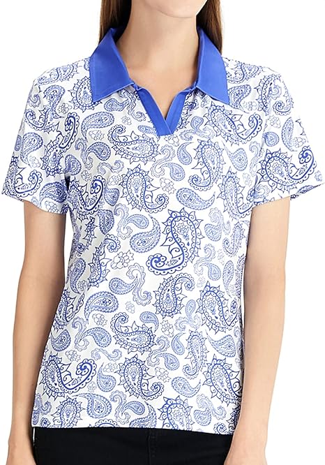 Photo 1 of  Womens Short Sleeve Polo Shirts Lady Golf Apparel Lightweight Printed Polo Shirt, SIZE SMALL 