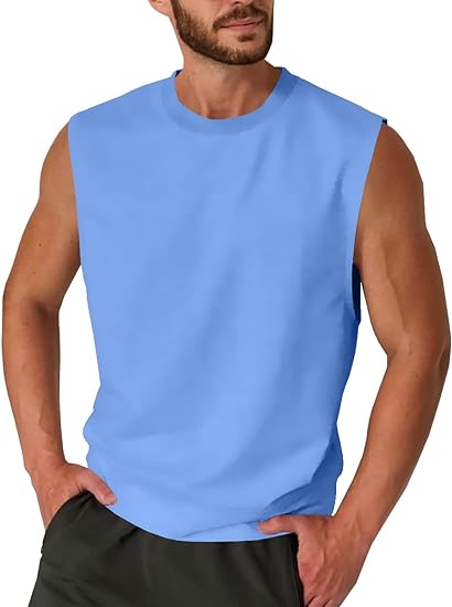 Photo 1 of  Men's Sleeveless Tank Tops Muscle Tees Crewneck Casual T-Shirts Athletic Gym Workout Tops, SIZE XXL