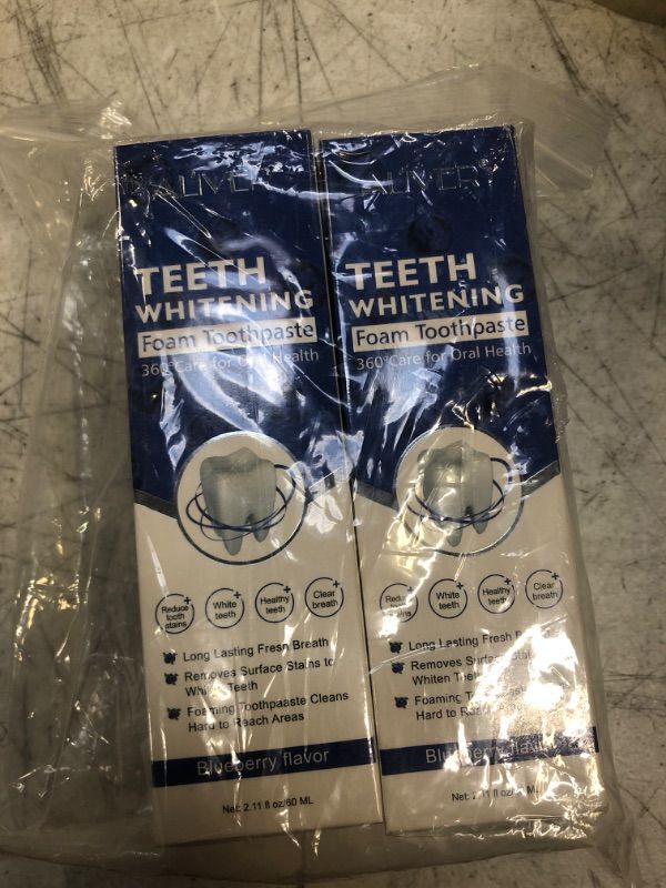 Photo 1 of 2PCS Foam Toothpaste, Foam Whitening Toothpaste, Mousse Toothpaste, Low Fluoride Foaming Toothpaste and Mouthwash (Blueberry Aldult, EXP 06/29/2025