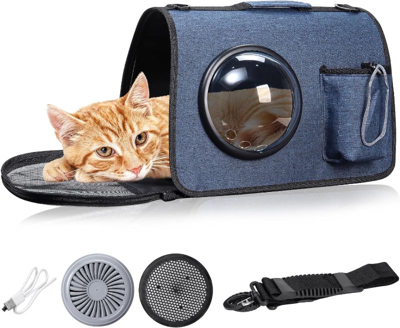 Photo 1 of 3 in 1 Cat Carrier for Small Cats and Small Dogs and Other Small Animals with Side Bag, Pet Carrier with Removable Ventilation set, Fans, Capsules, Mesh, Ventilation, Comfort