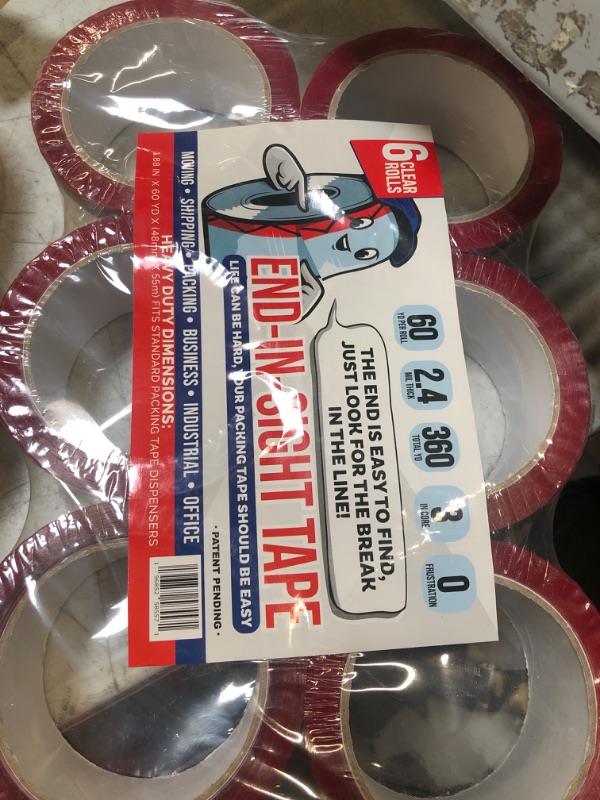 Photo 2 of 6 Heavy Duty Clear Packing Tape Rolls/Refills - Patent Pending End-find Design Makes Packaging, Boxing, Wrapping & Shipping Easier - 1.88 in Wide, 2.3 Mil Thick, 60 Yards Reinforced Mailing Tape