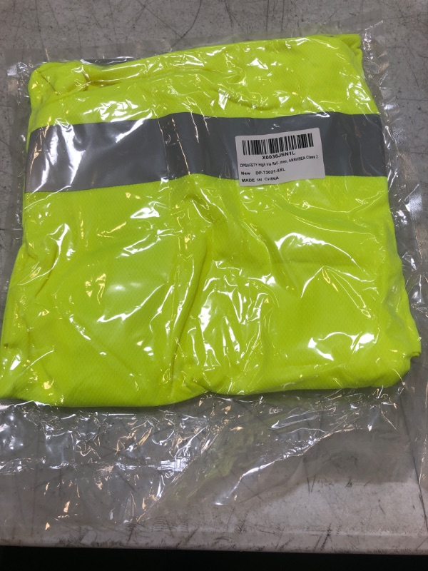 Photo 2 of DPSAFETY High Visibility Shirts Quick Dry Safety T Shirts with Reflective Strips and Pocket Short Sleeve Mesh Hi Vis Construction Work Class 2 Shirt for Men/Women Lime, SIZE5XL